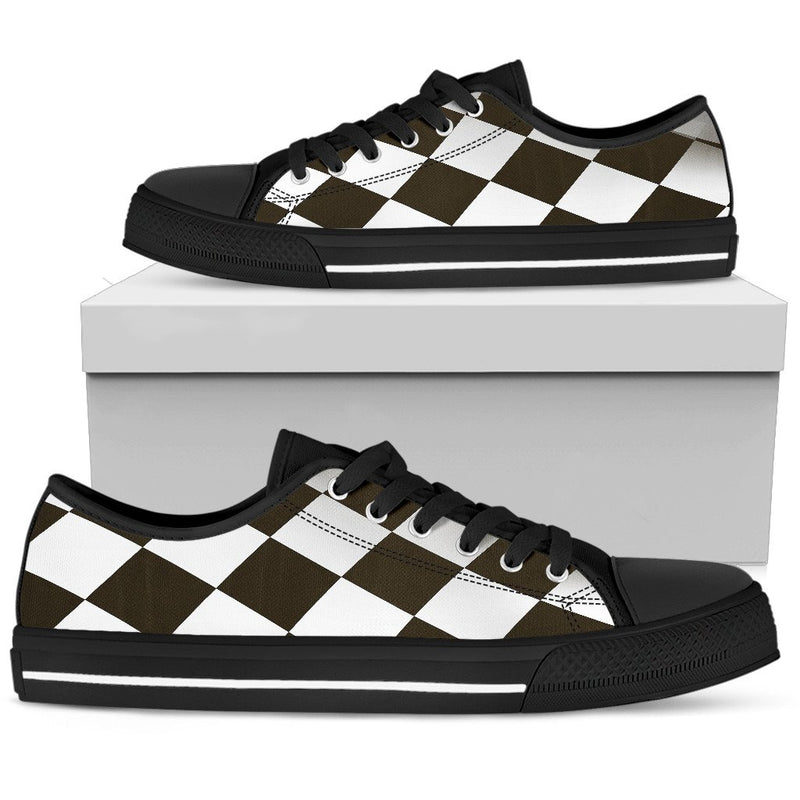 Checkered Flag Racing Style Women Low Top Shoes