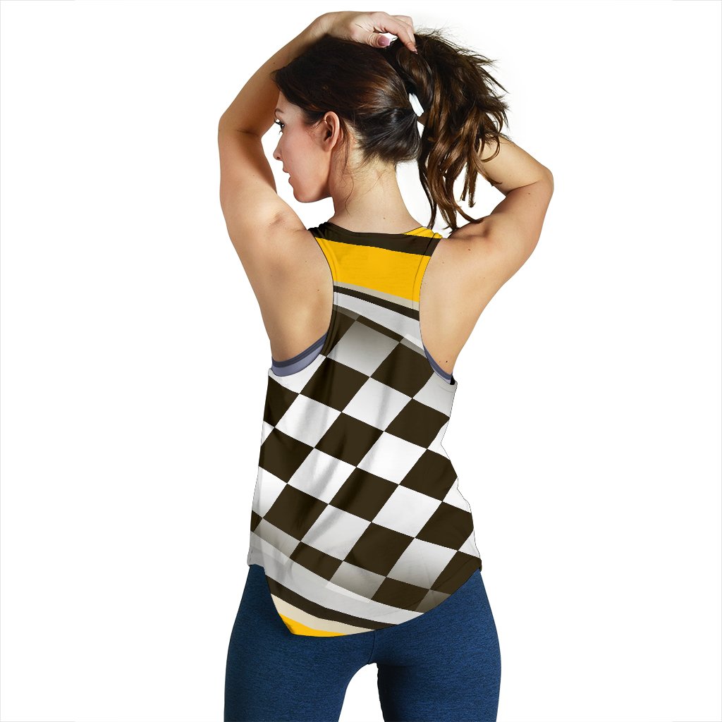 Checkered Flag Racing Style Women Racerback Tank Top