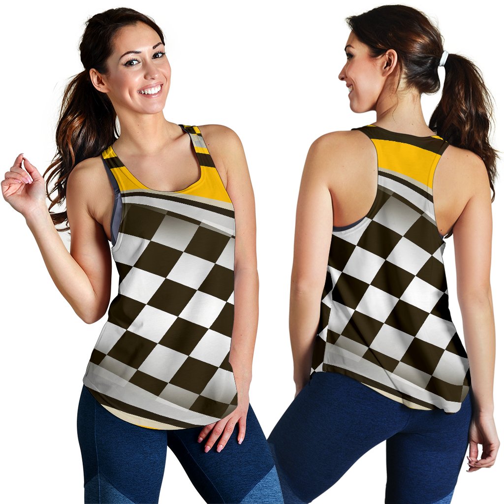 Checkered Flag Racing Style Women Racerback Tank Top