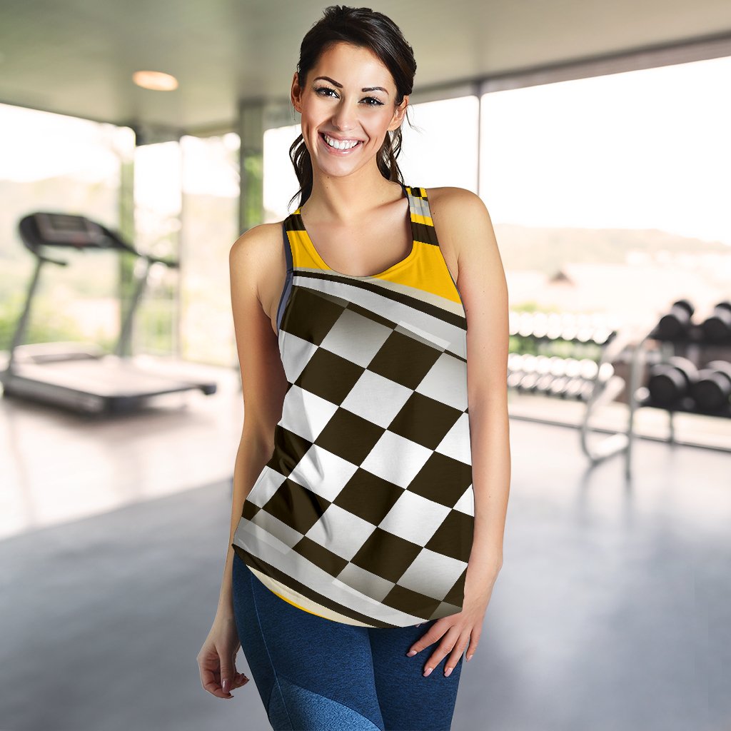 Checkered Flag Racing Style Women Racerback Tank Top