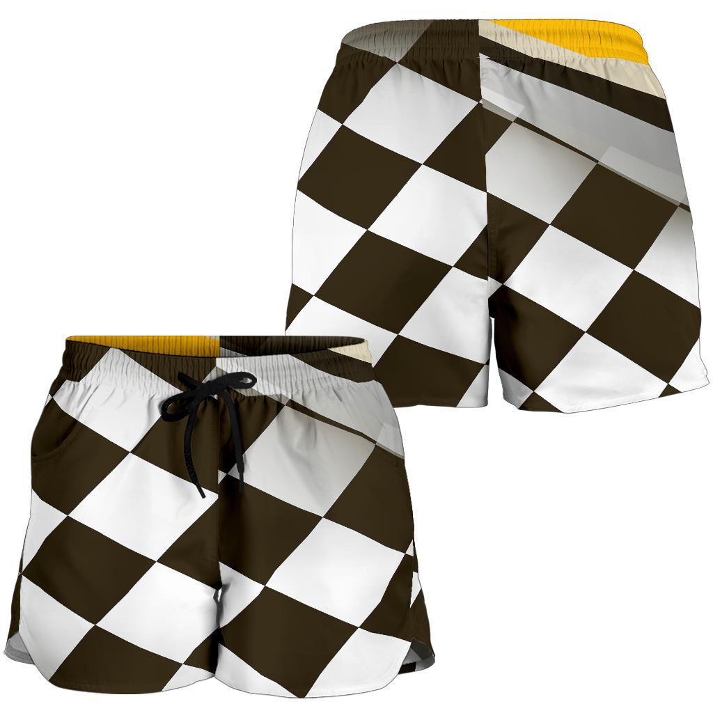 Checkered Flag Racing Style Women Shorts-JTAMIGO.COM