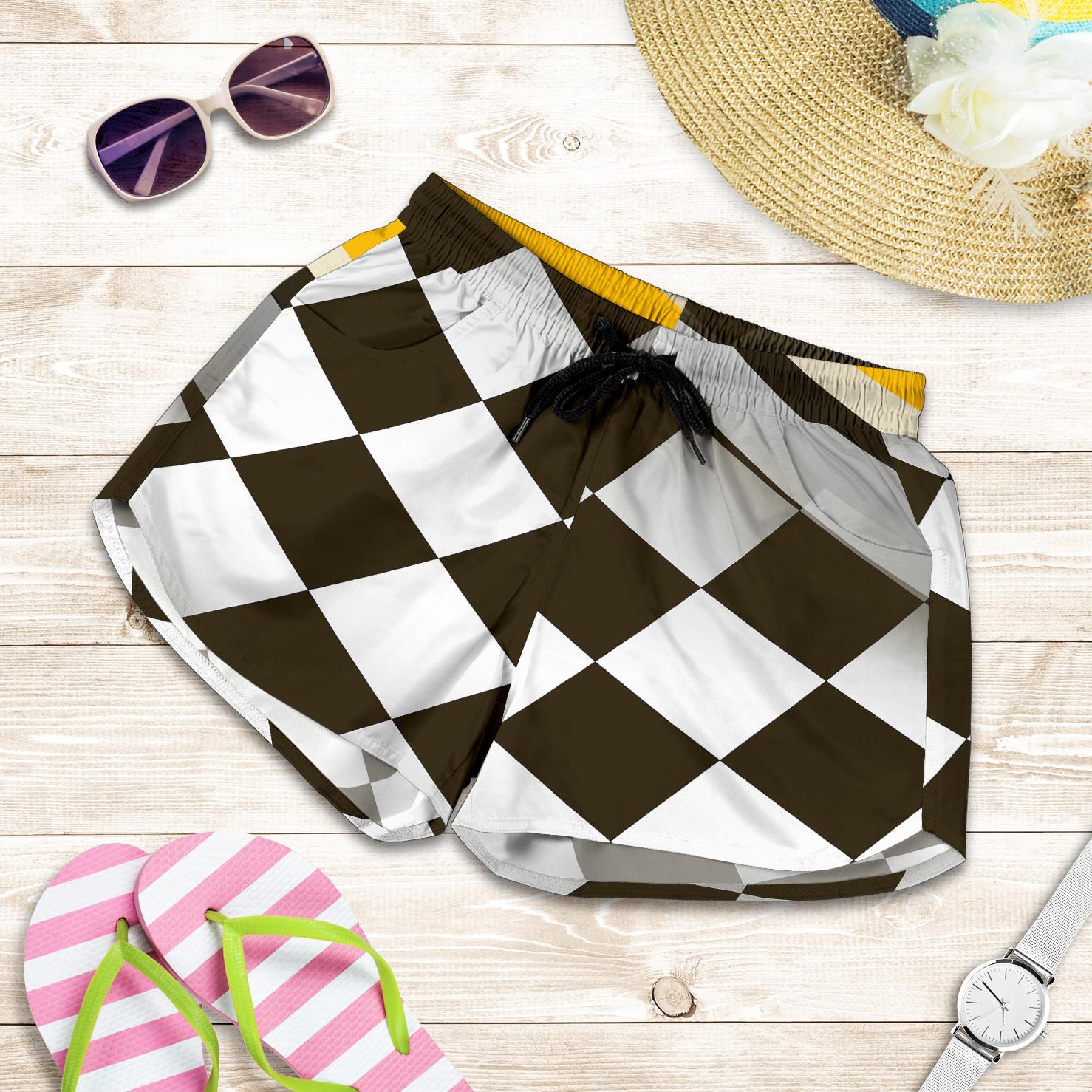 Checkered Flag Racing Style Women Shorts-JTAMIGO.COM
