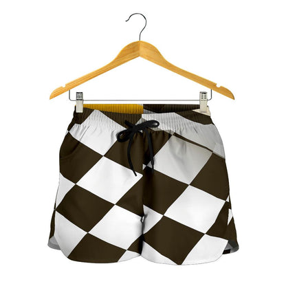 Checkered Flag Racing Style Women Shorts-JTAMIGO.COM