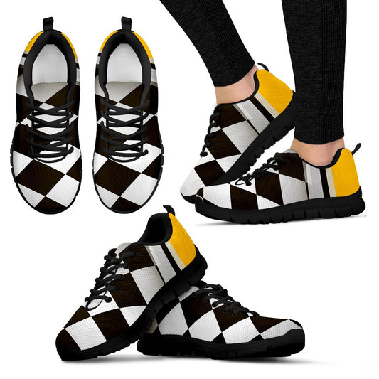 Checkered Flag Racing Style Women Sneakers Shoes