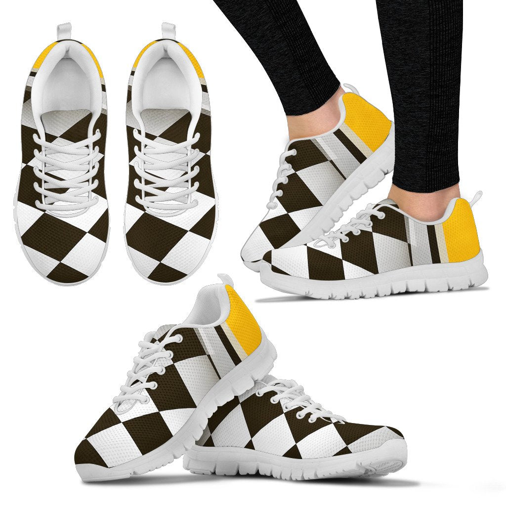 Checkered Flag Racing Style Women Sneakers Shoes