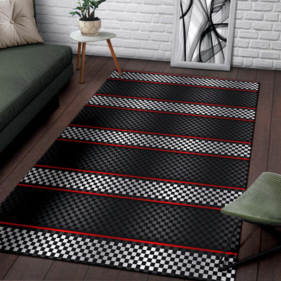 Checkered Flag Red Line Style Area Rugs-JTAMIGO.COM