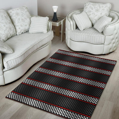 Checkered Flag Red Line Style Area Rugs-JTAMIGO.COM