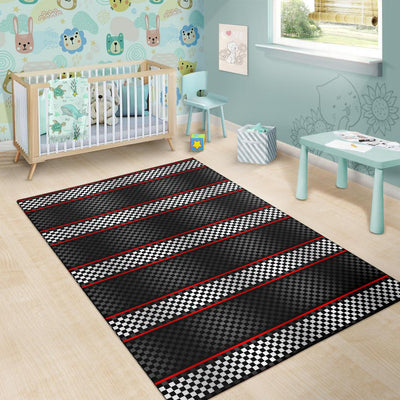 Checkered Flag Red Line Style Area Rugs-JTAMIGO.COM