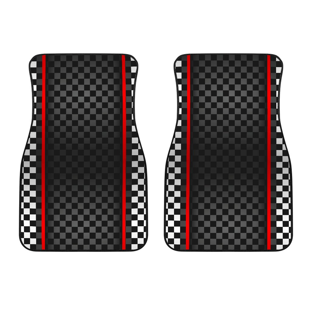 Checkered Flag Red Line Style Car Floor Mats