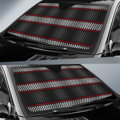 Checkered Flag Red Line Style Car Sun Shade For Windshield