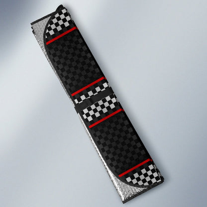 Checkered Flag Red Line Style Car Sun Shade For Windshield