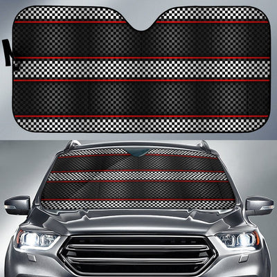 Checkered Flag Red Line Style Car Sun Shade For Windshield