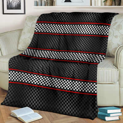 Checkered Flag Red Line Style Fleece Blanket