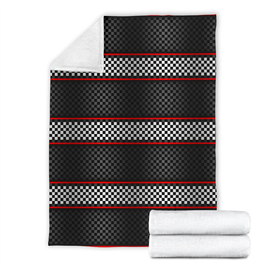 Checkered Flag Red Line Style Fleece Blanket