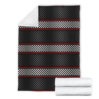 Checkered Flag Red Line Style Fleece Blanket