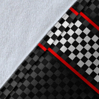 Checkered Flag Red Line Style Fleece Blanket