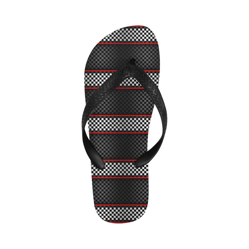Checkered Flag Red Line Style Flip Flops-JTAMIGO.COM