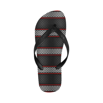 Checkered Flag Red Line Style Flip Flops-JTAMIGO.COM