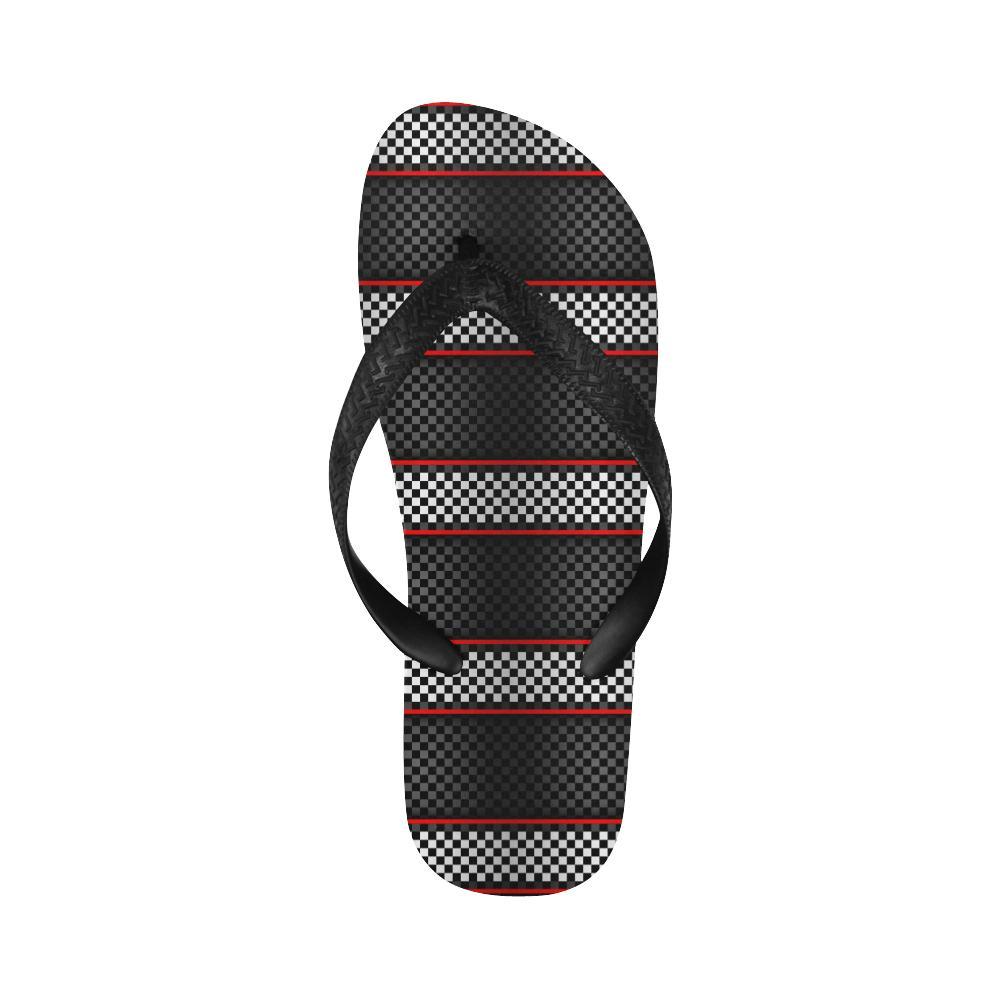 Checkered Flag Red Line Style Flip Flops-JTAMIGO.COM