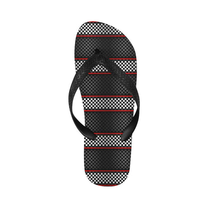 Checkered Flag Red Line Style Flip Flops-JTAMIGO.COM