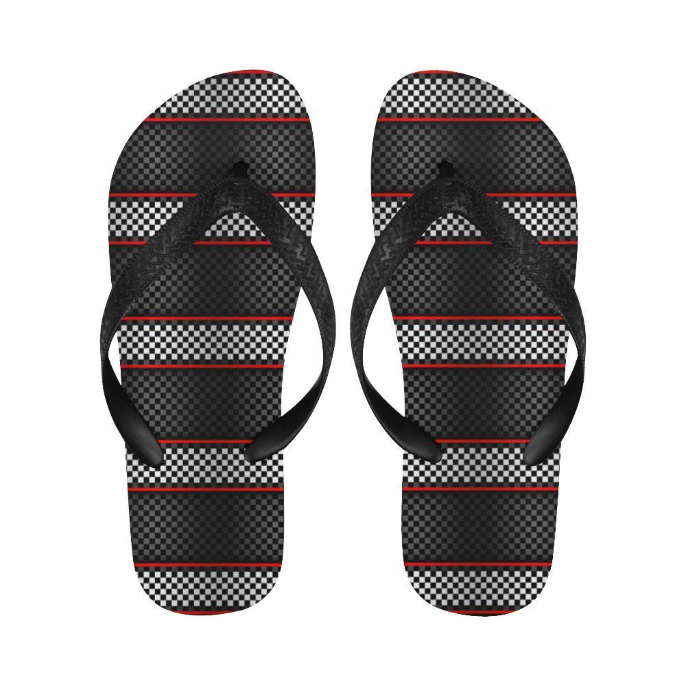 Checkered Flag Red Line Style Flip Flops-JTAMIGO.COM