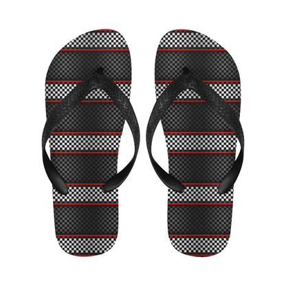 Checkered Flag Red Line Style Flip Flops-JTAMIGO.COM