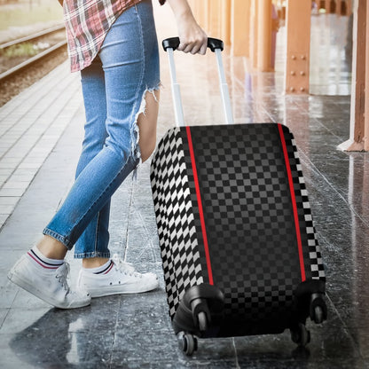Checkered Flag Red Line Style Luggage Cover Protector