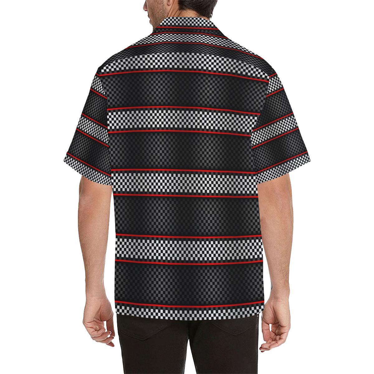 Checkered Flag Red Line Style Men Aloha Hawaiian Shirt