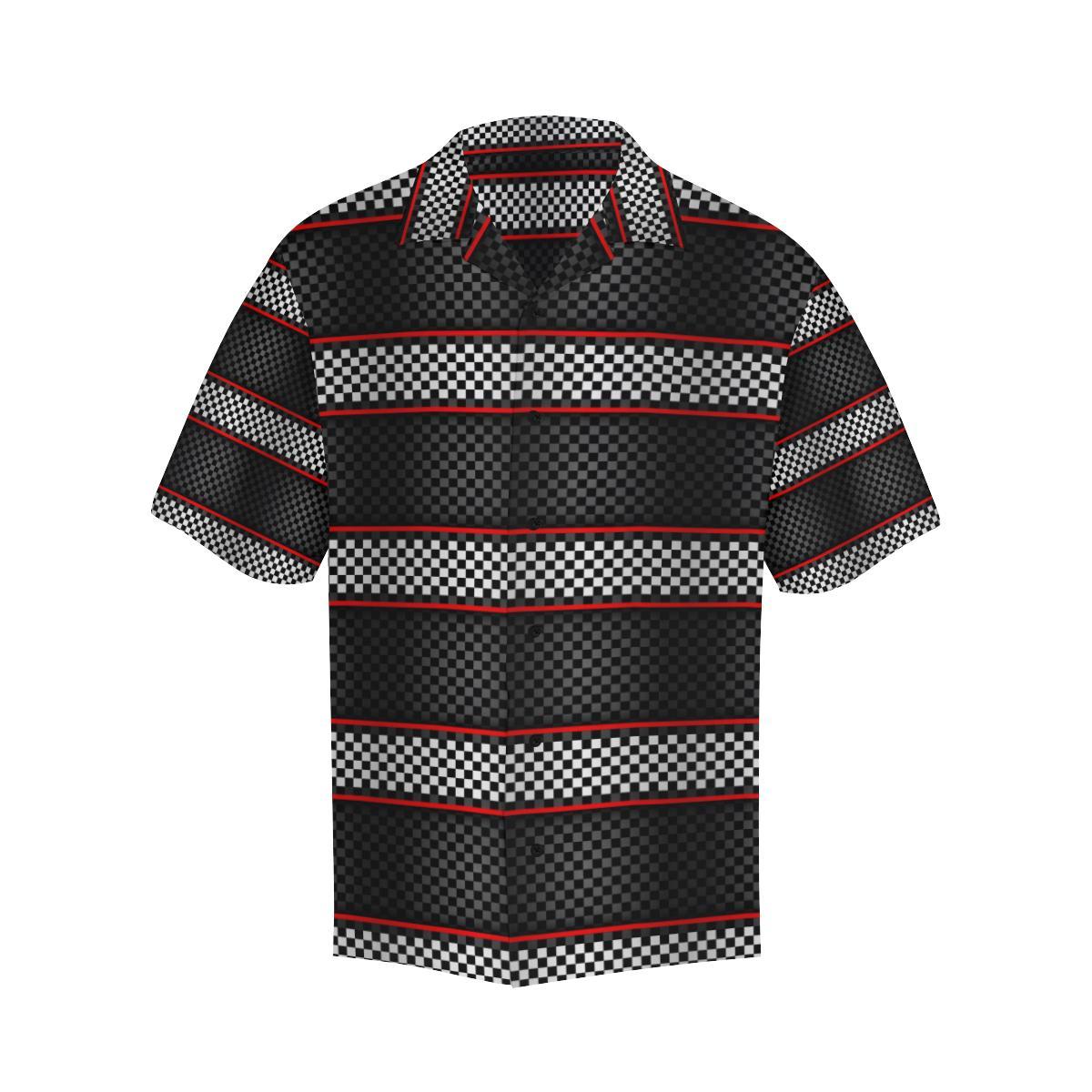 Checkered Flag Red Line Style Men Aloha Hawaiian Shirt