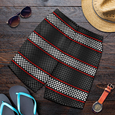 Checkered Flag Red Line Style Mens Shorts-JTAMIGO.COM