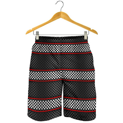 Checkered Flag Red Line Style Mens Shorts-JTAMIGO.COM