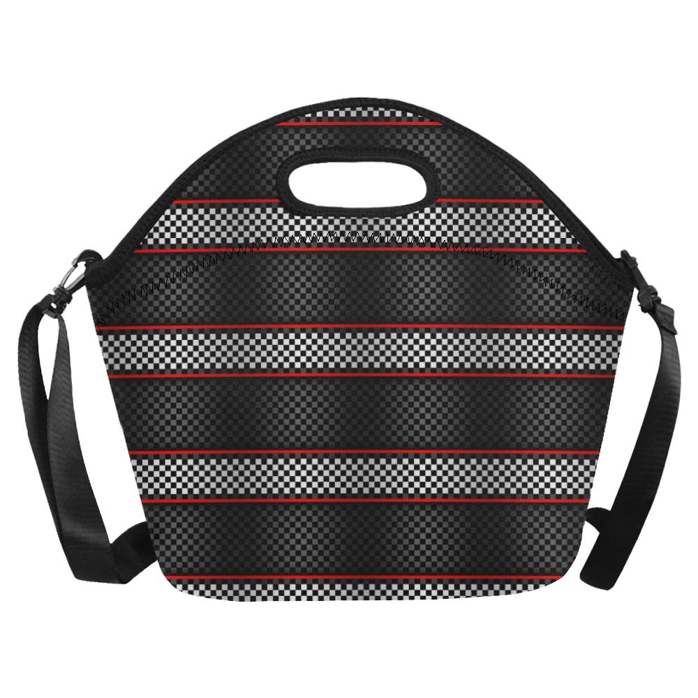 Checkered Flag Red Line Style Neoprene Lunch Bag (Model 1669)(Large)-JTAMIGO.COM