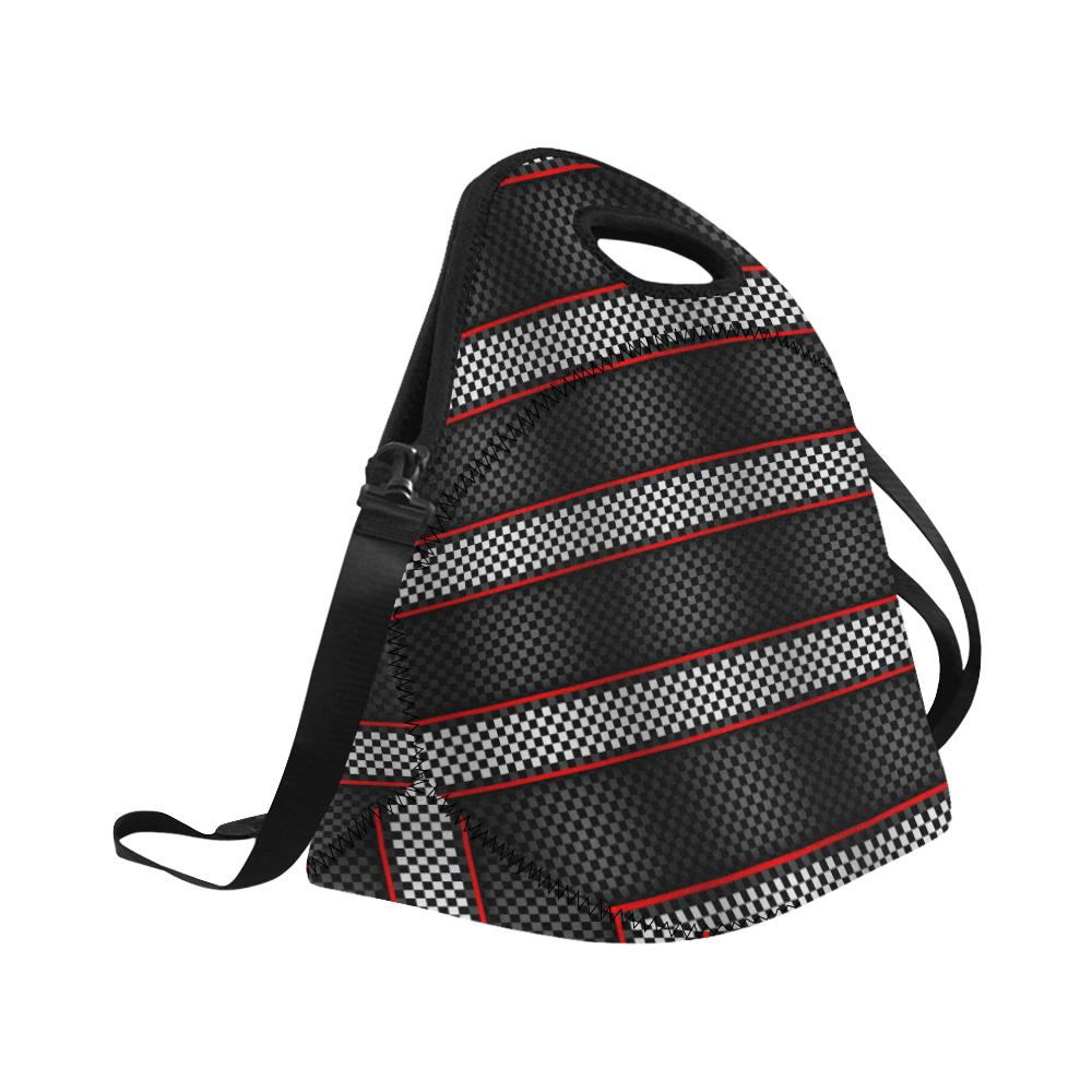 Checkered Flag Red Line Style Neoprene Lunch Bag (Model 1669)(Large)-JTAMIGO.COM