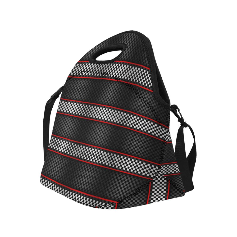 Checkered Flag Red Line Style Neoprene Lunch Bag (Model 1669)(Large)-JTAMIGO.COM