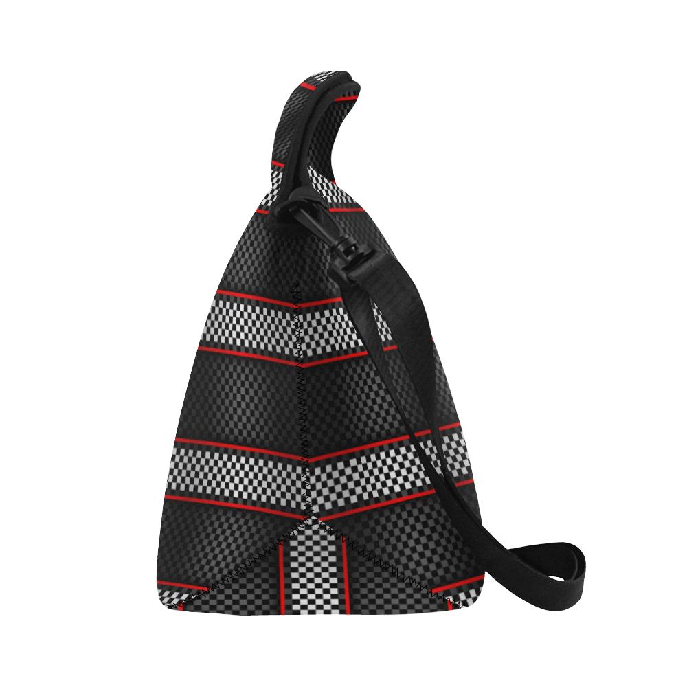 Checkered Flag Red Line Style Neoprene Lunch Bag (Model 1669)(Large)-JTAMIGO.COM