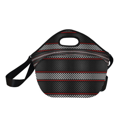 Checkered Flag Red Line Style Neoprene Lunch Bag (Model 1669)(Large)-JTAMIGO.COM