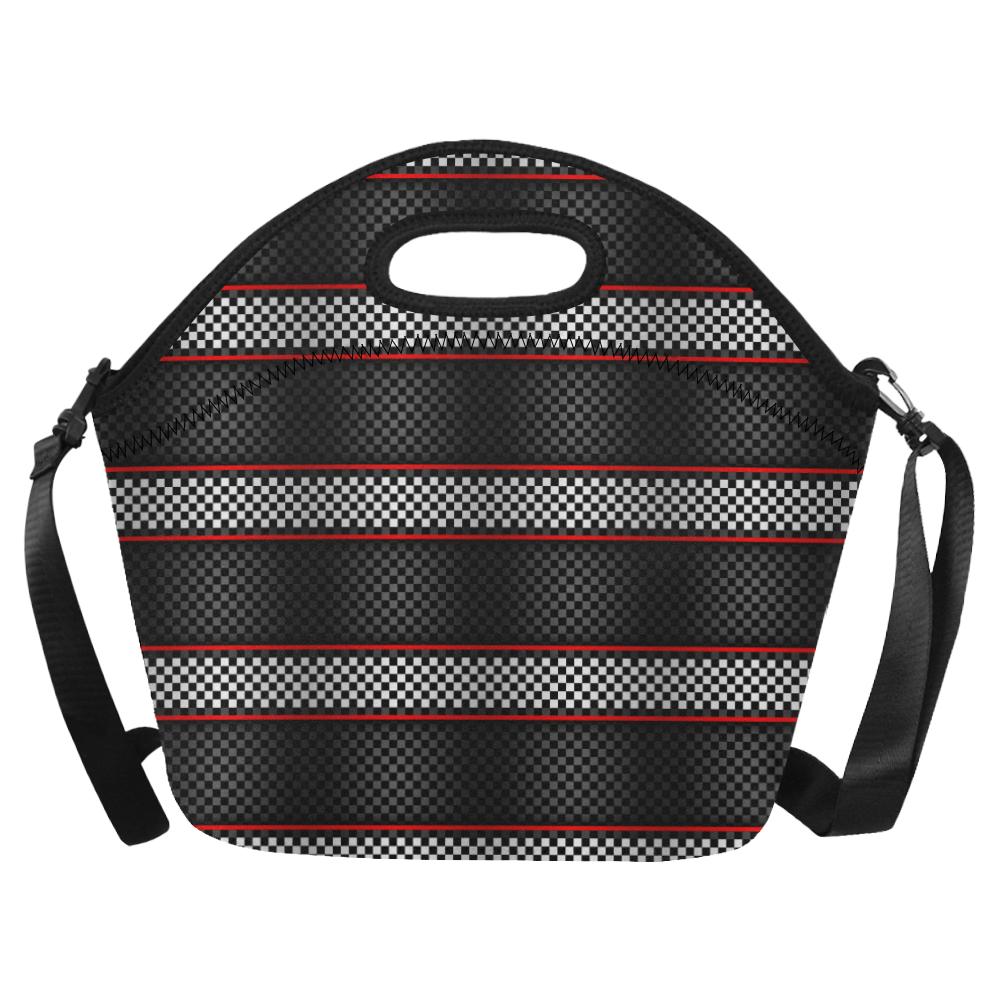 Checkered Flag Red Line Style Neoprene Lunch Bag (Model 1669)(Large)-JTAMIGO.COM