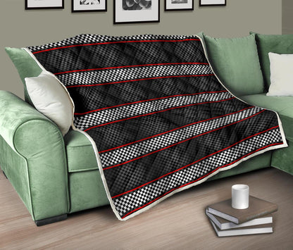 Checkered Flag Red Line Style Premium Quilt-JTAMIGO.COM