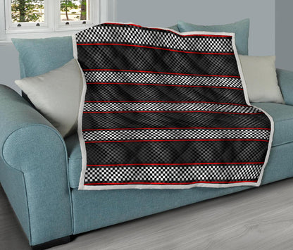 Checkered Flag Red Line Style Premium Quilt-JTAMIGO.COM