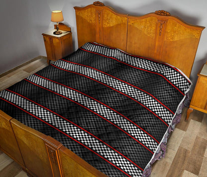Checkered Flag Red Line Style Premium Quilt-JTAMIGO.COM