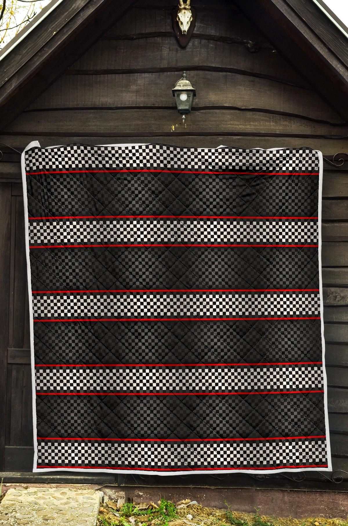 Checkered Flag Red Line Style Premium Quilt-JTAMIGO.COM