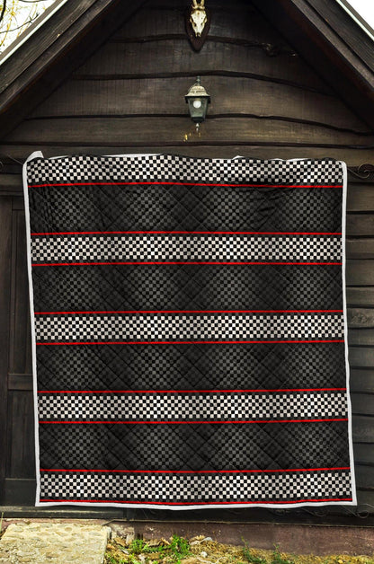 Checkered Flag Red Line Style Premium Quilt-JTAMIGO.COM