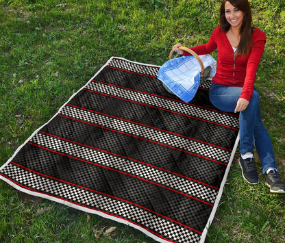 Checkered Flag Red Line Style Premium Quilt-JTAMIGO.COM