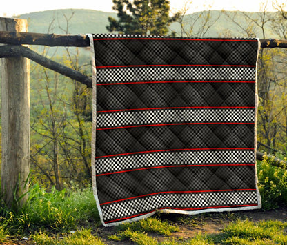 Checkered Flag Red Line Style Premium Quilt-JTAMIGO.COM