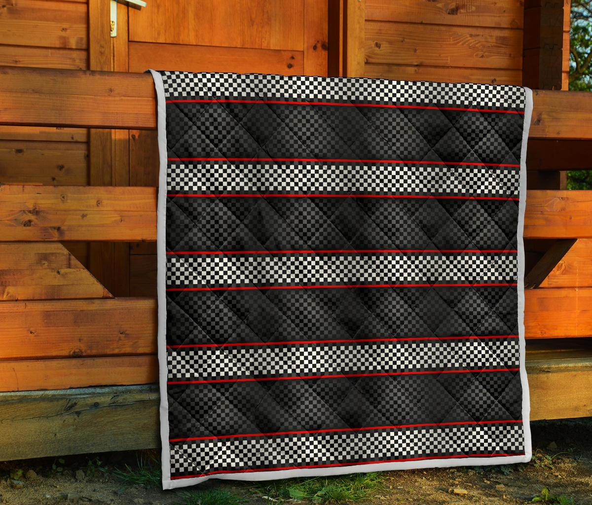 Checkered Flag Red Line Style Premium Quilt-JTAMIGO.COM