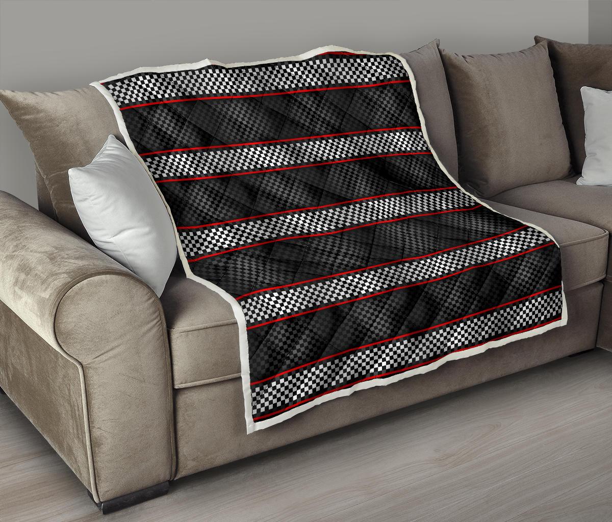 Checkered Flag Red Line Style Premium Quilt-JTAMIGO.COM