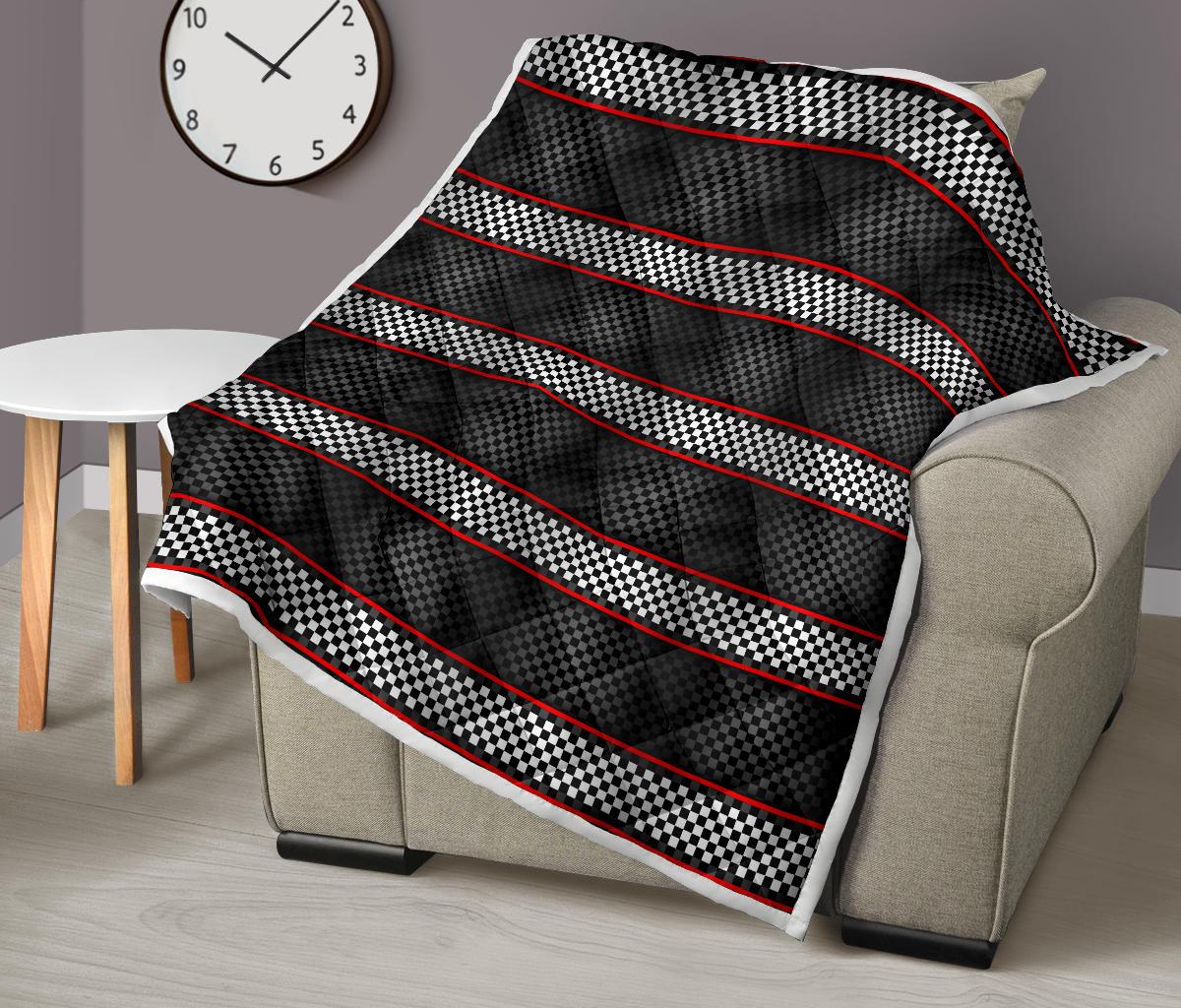 Checkered Flag Red Line Style Premium Quilt-JTAMIGO.COM