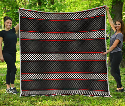 Checkered Flag Red Line Style Premium Quilt-JTAMIGO.COM