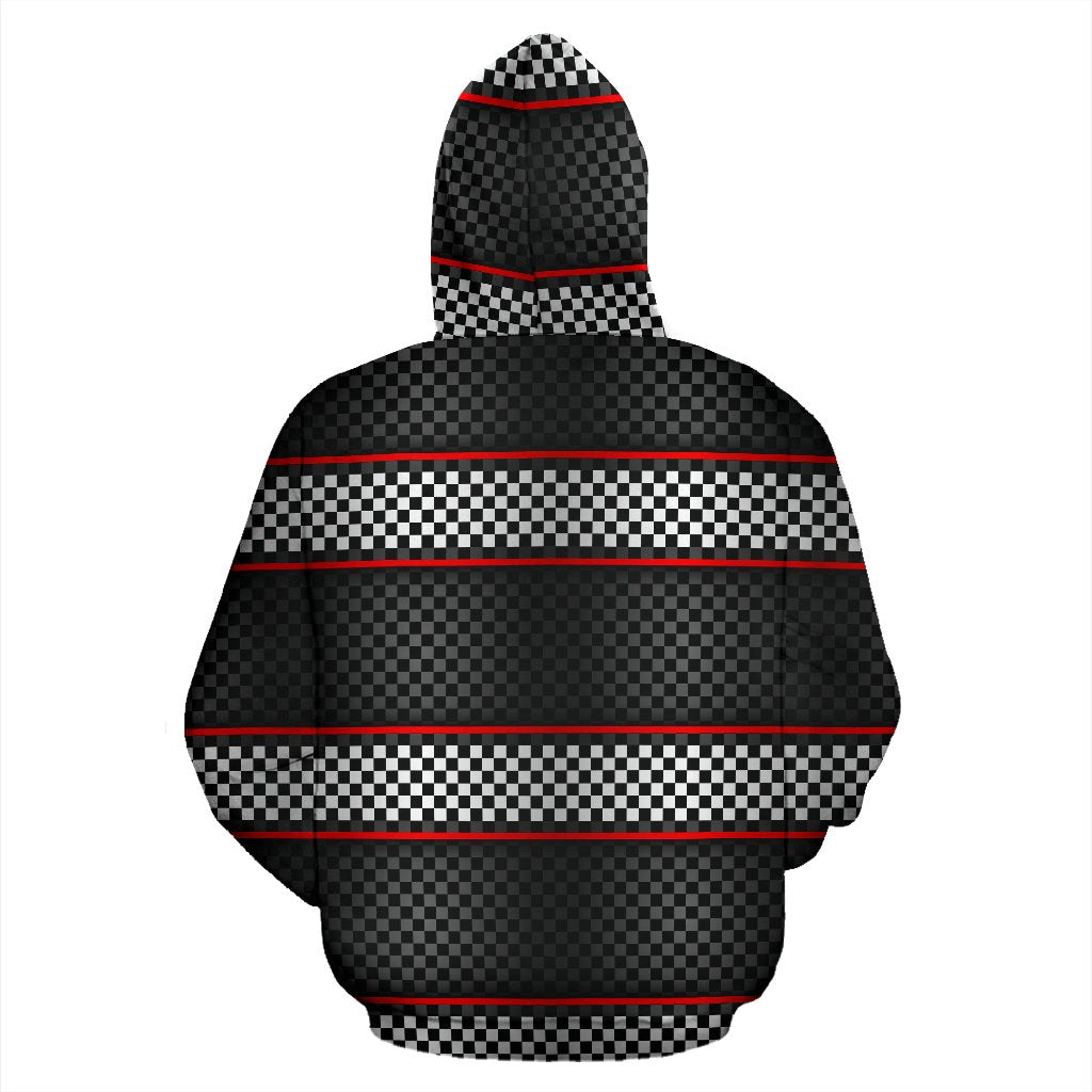Checkered Flag Red Line Style Pullover Hoodie
