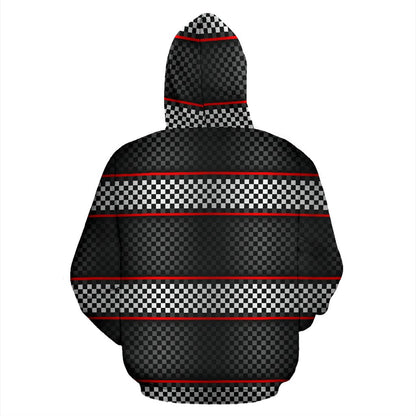 Checkered Flag Red Line Style Pullover Hoodie